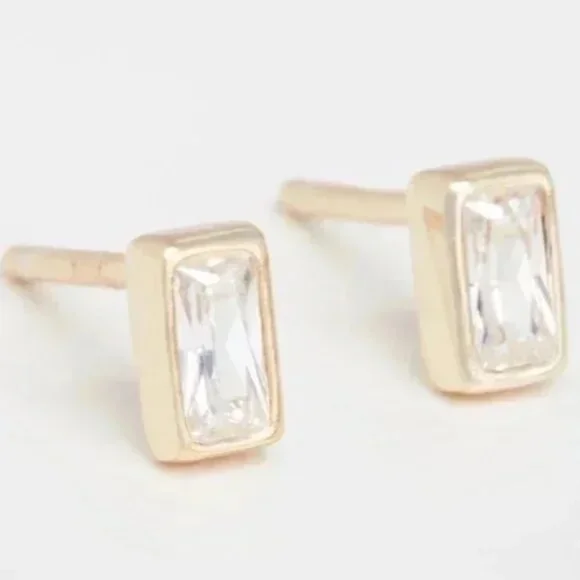 NEW SHASHI Earrings SET Baguette Studs & Crystal Drop Huggie Earrings - Picture 8 of 10